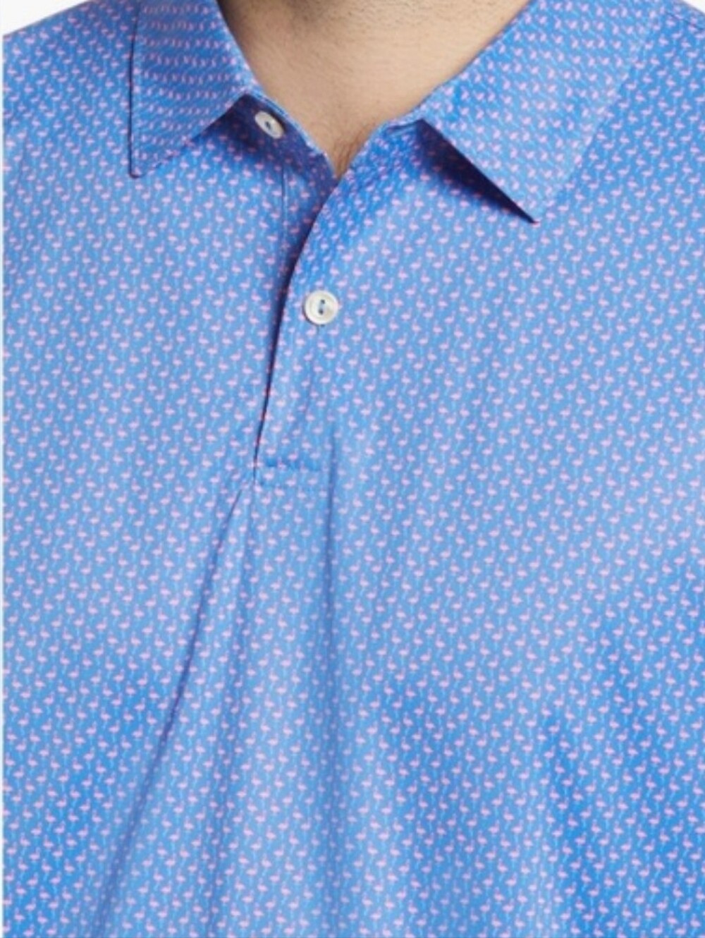 Peter Millar Featherweight Flamingo Print Short Sleeve Polo SzXL